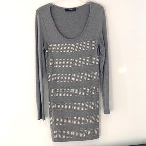 Hallhuber dress/top. Gray, silver beading. Size Small